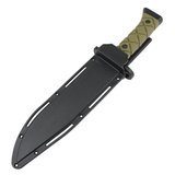 Hunt-Down Tactical Hunting Knife w/Sheath 13.5" Overall Black 3CR13 Stainless-Steel Blade/OD Green ABS Handle SKU 13580