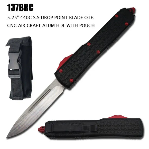 OTF Knife 440C Stainless Steel Blade/CNC Aircraft Alum Handle SKU 137BRC