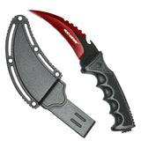 Hunt-Down Fixed Blade Karambit Knife w/Sheath Red 3CR13 Steel Construction Blade/Black Handle SKU 13828