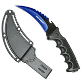 Hunt-Down Fixed Blade Karambit Knife w/Sheath Blue 3CR13 Steel Construction Blade/Black Handle SKU 13829