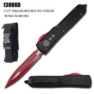 OTF Knife Red 440C Stainless Steel Blade/Black Aircraft Alum Handle SKU 138BRD