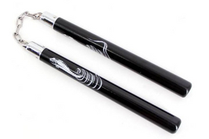 Black Round Nunchakus with Cobra Handles SKU NC-7