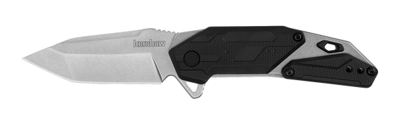 Kershaw Jetpack Liner Lock Assist Open Knife Stonewash 8Cr13MoV Stainles-Steel Blade/Stonewash Stainless-Steel with Nylon Overlay Handle SKU 1401/KS1401