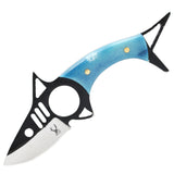 TheBoneEdge Fish Shape Skinner Knife w/Leather Sheath Stainless-Steel Blade/Blue Bone Handle SKU 14591