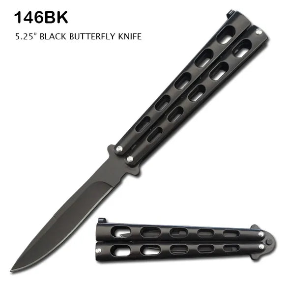 Butterfly Knife Black/Black Stainless Steel SKU 146BK