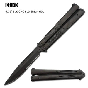 Butterfly Knife Black CNC Stainless Steel Blade & Handle 10.15" Overall SKU 149BK