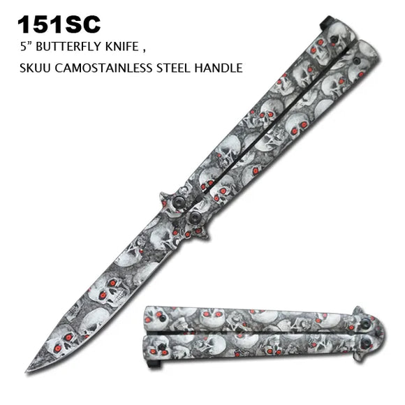 Butterfly Knife Skull Camo Coating/Stainless Steel SKU 151SC