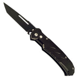 Automatic Knife with Safety Lock Black 440C Stainless-Steel Tanto Blade/Black Aluminum Handle SKU 162BKT