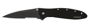 Kershaw Leek Frame Lock Assist Open Knife Black 14C28N Sandvik Stainless Part Serr. Blade/Black Tungsten DLC Stainless Handle SKU 1660CKTST/KS1660CKTST