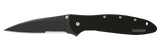 Kershaw Leek Frame Lock Assist Open Knife Black 14C28N Sandvik Stainless Part Serr. Blade/Black Tungsten DLC Stainless Handle SKU 1660CKTST/KS1660CKTST