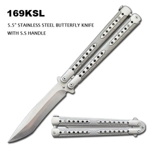 Butterfly Knife Stainless Steel Blade & Handle 9.25" Overall SKU 169KSL