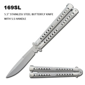 Butterfly Knife Stainless Steel Blade & Handle 9.25" Overall SKU 169SL