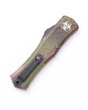 Microtech Mini Hera II OTF Knife Outbreak Bayonet M390MK Steel Blade/Green & Red Aluminum Handle SKU 1701M-1OBDS