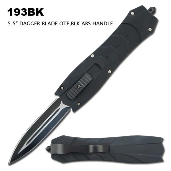Large Top Switch OTF Knife Black Stainless-Steel Blade/Black ABS Handle SKU 193BK