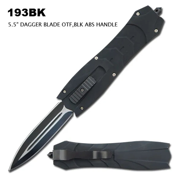 OTF Automatic Knife Black Dagger SS Blade/Black ABS Handle SKU 193BK