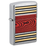 Zippo Woodgrain Design Brushed Chrome Windproof Lighter