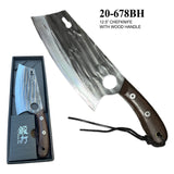 Hand Forged Chef Knife 12.5" Overall 1080 High Carbon Steel Blade/Brown Pakka Wood Handle SKU 20-678BH