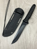 Fixed Blade Neck Knife 8" Overall Black Stainless-Steel Blade/ Black ABS Sheath SKU 20-689BK