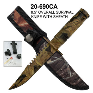 Survival Knife Camo Blade & Handle with Sheath SKU 20-690CA
