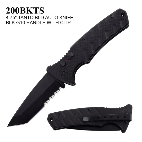 Automatic Tanto Knife w/Safety Lock Black SKU 200BKTS