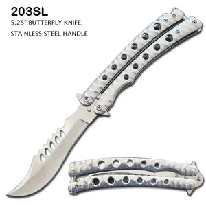 Butterfly Knife Curved SS Blade/SS Curved Handle SKU 203SL