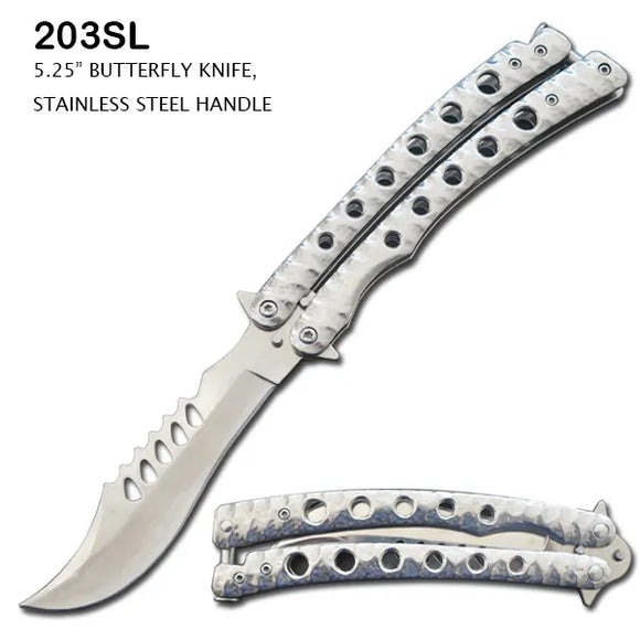 Butterfly Knife Curved SS Blade/SS Curved Handle SKU 203SL