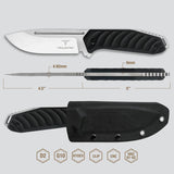 Takumitak Takumi Fixed Blade Knife w/Sheath D2 Polished Steel Blade/Black G10 Handle SKU TKF208SL