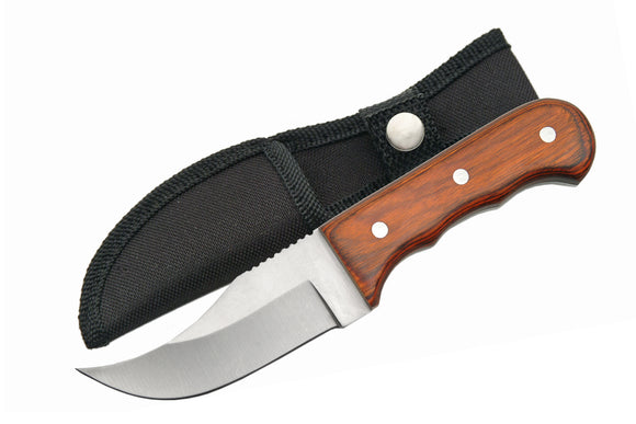 Short Full Tang Skinner Knife w/Sheath Satin Finish Stainless-Steel Blade/Pakkawood Handle SKU 211129