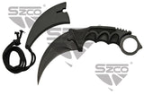 Karambit Knife w/Sheath Black Stainless-Steel Blade/Black ABS Handle SKU 211431-BK