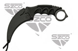 Karambit Knife w/Sheath Black Stainless-Steel Blade/Black ABS Handle SKU 211431-BK