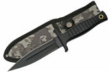 Boot Knife w/Camo Sheath Black Stainless-Steel Blade/Black ABS Handle SKU 211459-CM