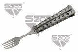 Butterfly Style Fork 9" Overall Stainless-Steel Fork/Silver Titanium Finished Handle SKU 211520-SL