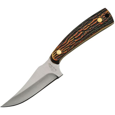 Rite Edge Trailing Point Faux Stag Skinner with Sheath SKU 211234-SG