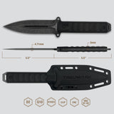 Takumitak Hitter Fixed Blade Knife w/Sheath Double Edge D2 Stonewash Steel Blade/Black G10 Handle SKU TKF214SW