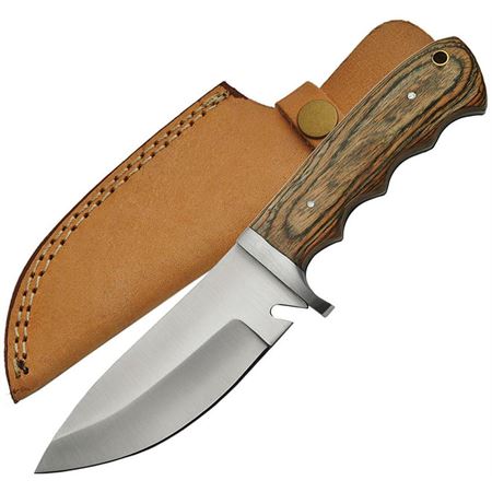 Brown Pakkawood Hunter Knife with Sheath SKU 203359-WD