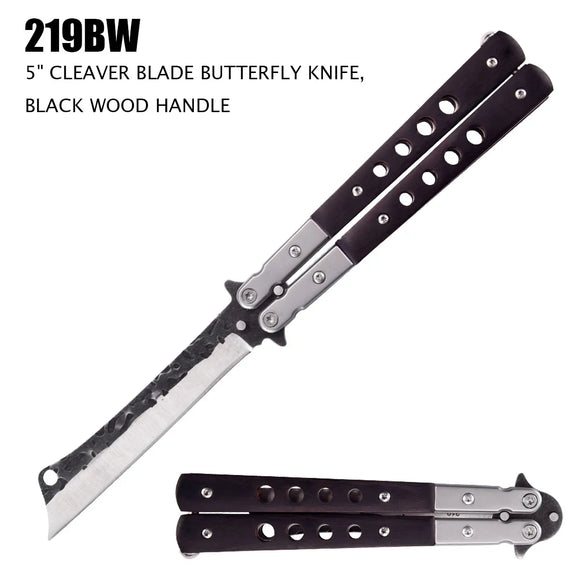Butterfly Knife Cleaver Style Stainless Steel/Wood Handle Inserts SKU 219BW