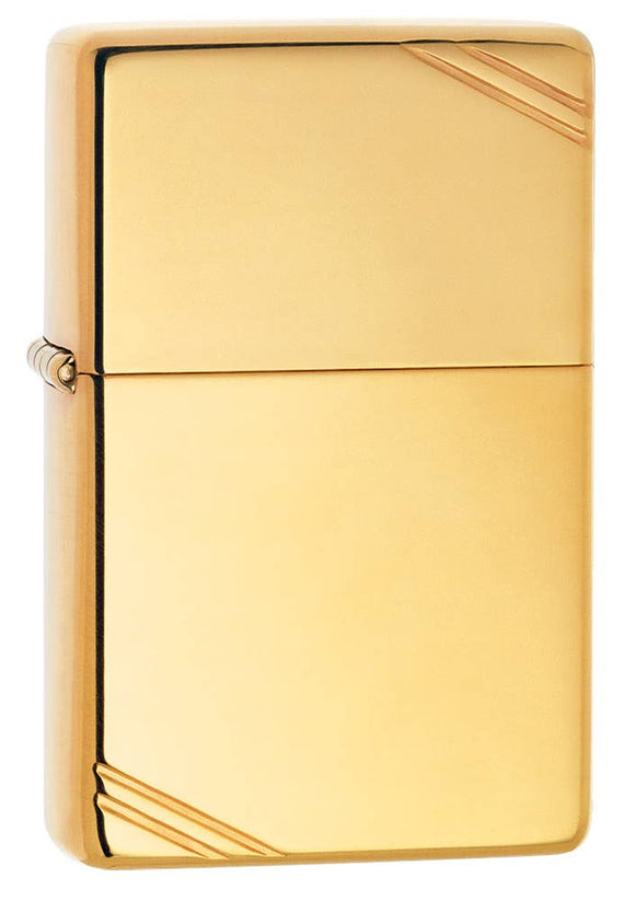 Zippo Vintage High Polish Brass with Slashes Lighter SKU 270-000003