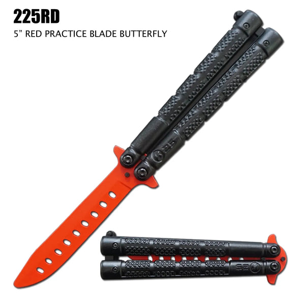 Butterfly Training Knife Red Stainless Steel Blade & Aluminum Handle SKU 225RD