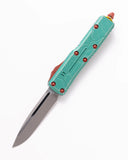 Microtech UTX-85 Bounty Hunter OTF Auto Knife Apocalyptic Drop Point Blade/Green Apocalyptic Alum. Handle SKU 231-10BH