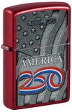 Zippo America250 Stars and Stripes Candy Apple Red Lighter