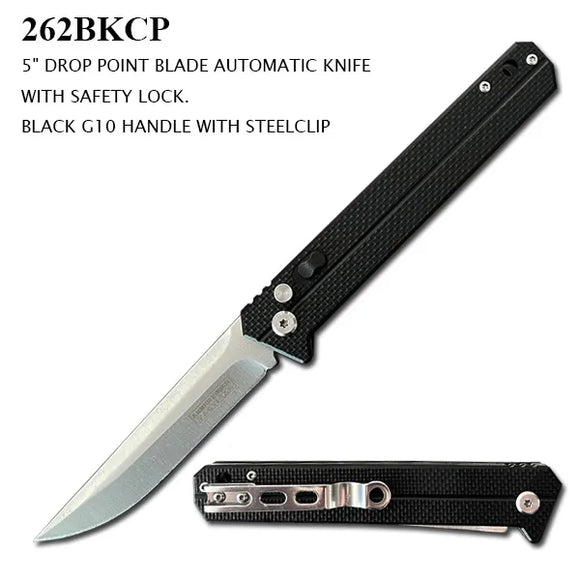 Armed Force Tactical Automatic Knife w/Safety Lock SKU 262BKCP