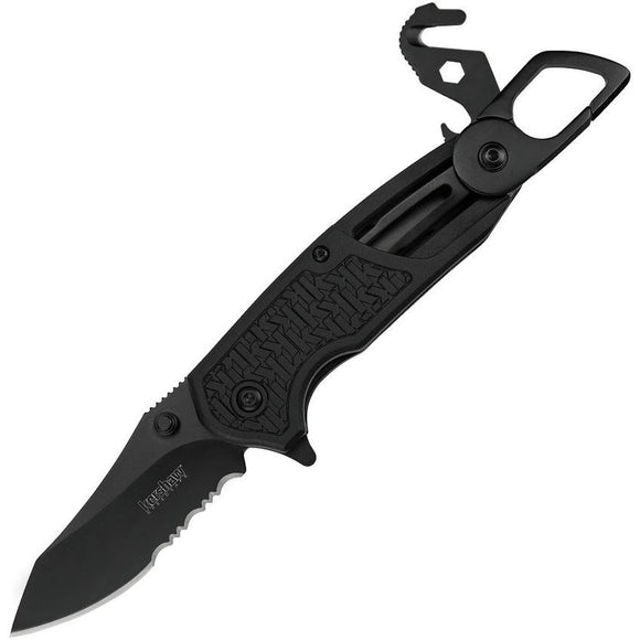 Kershaw Funxion Lightweight Assist Open Knife Black 8Cr13MoV Stainless Steel Blade/Black Alum. with Rubber Inserts SKU 8100/KS8100