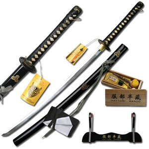 Hattori Hanzo Collection "Bill's Sword" Hand Forged Carbon Steel/Genuine Ray Skin Includes Cleaning Kit & Stand SKU SW-320DXE