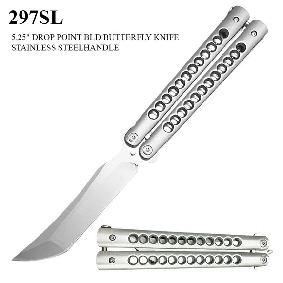 Butterfly Knife 440C Stainless-Steel Blade/Silver Stainless-Steel Handle SKU 297SL