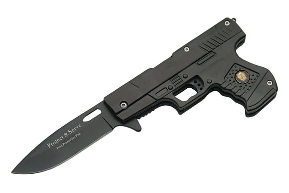 Spring Assist Police Gun Folding Knife SKU 300227-PO