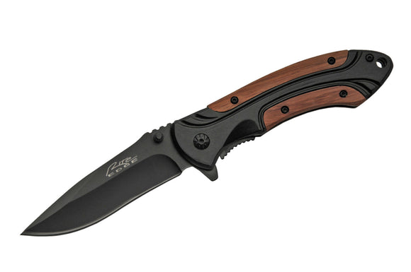 Rite Edge Wood Folding Knife Black Blade SKU 300444-BK