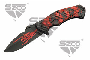 5" Hard Rock Skull Folding Knife SKU 300591-RD