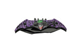 Right Edge Double Blade Why So Serious Spring Assist Knife Black Stainless-Steel Blades/3D Print Bat Shaped Alum. Handle SKU 300609-PU