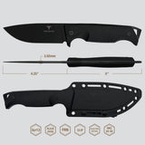 Takumitak Easy Night Fixed Blade Knife w/Sheath & 2 Handles Black 3cr13 Steel Blade/Black & Tan Nylon Handles SKU TKF304