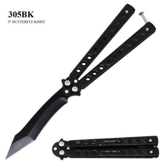 Butterfly Knife Black 440C Stainless-Steel Blade/Black Stainless-Steel Handle SKU 305BK